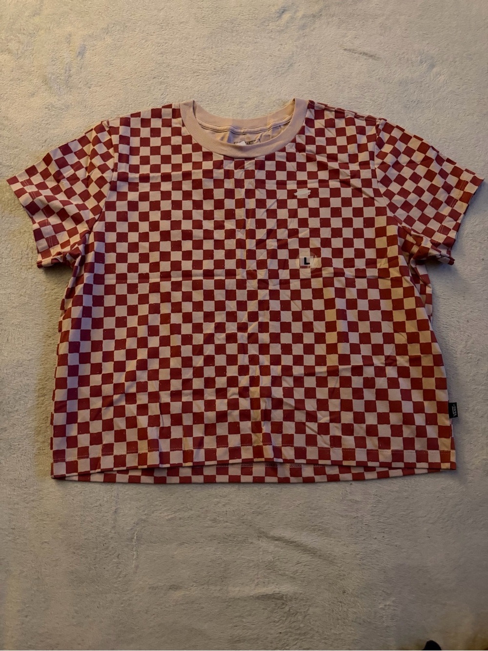 Vans Pink & Red Checkerboard Short Sleeve Tee